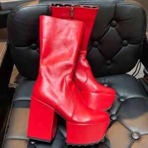 Dolls Kill Red Magnolia Platform Boots